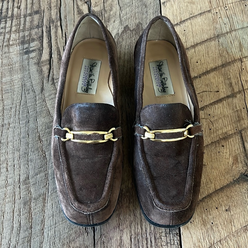 Dianne Von Furstenberg Women’s Brown Suede Horse Bit Loafer